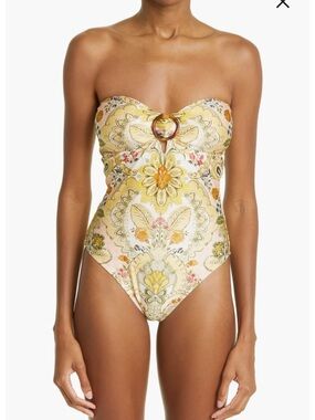 Zimmermann Strapless Floral Paisley One-Piece Swimsuit | size 3